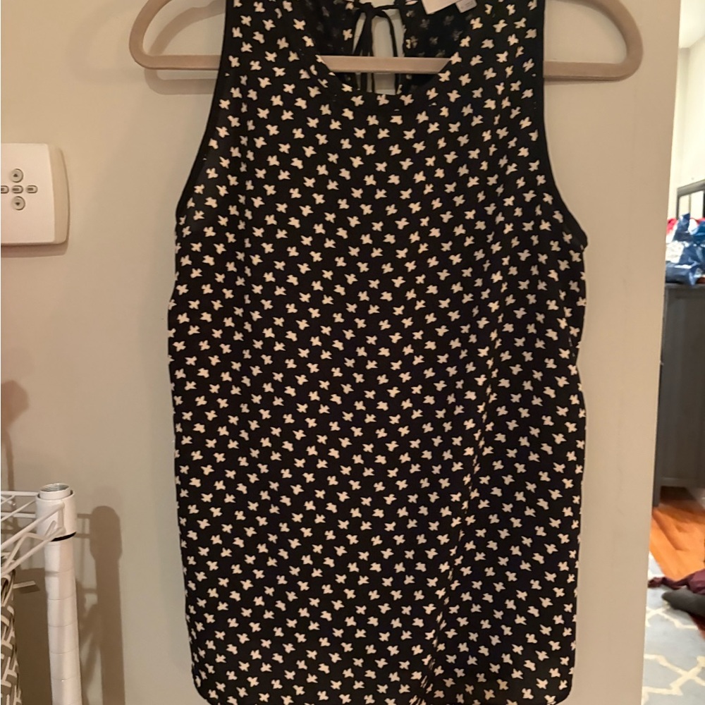 Black and Tan Bird Print Sleeveless Top